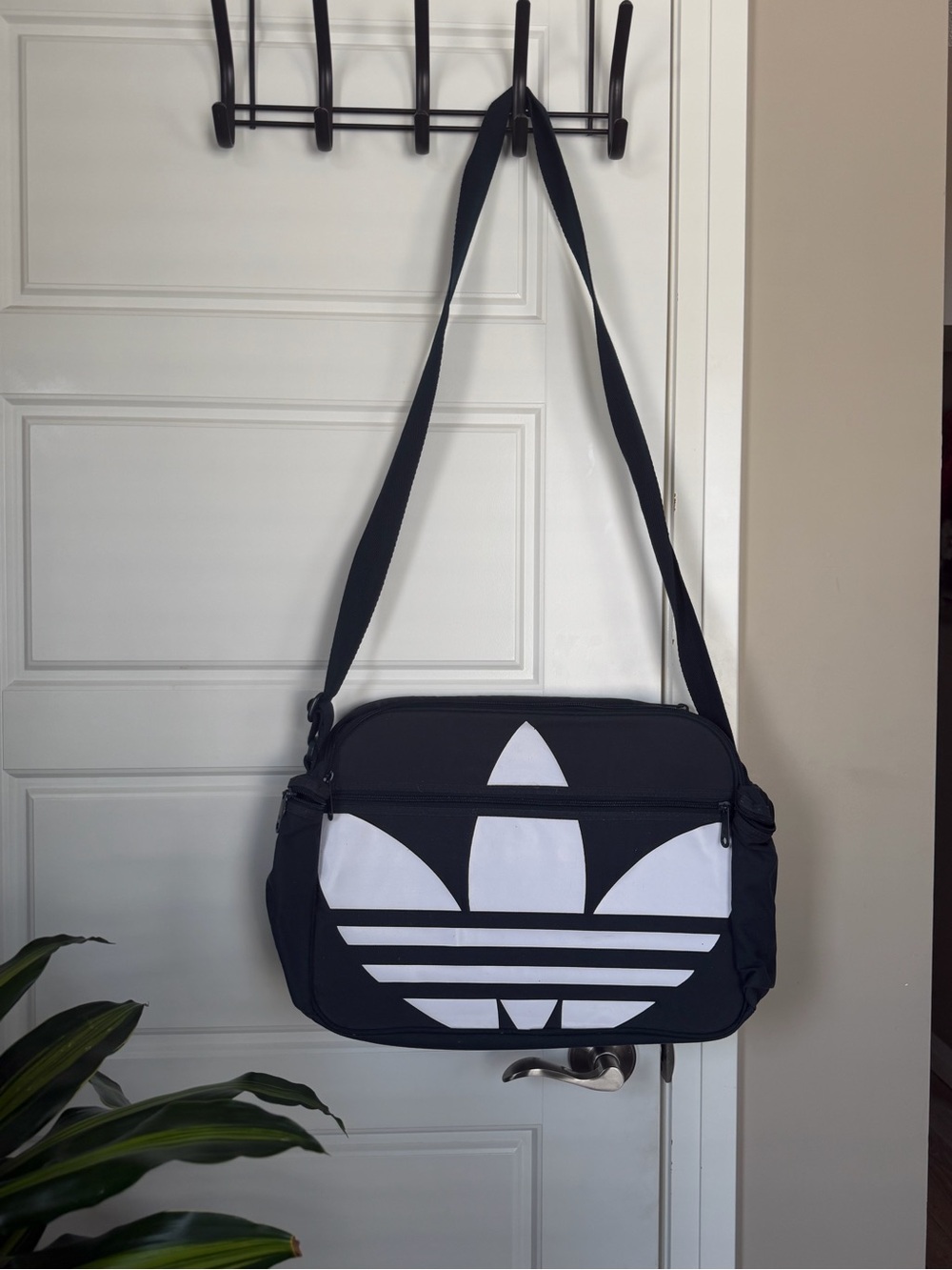 adidas Black and White Trefoil Messenger Bag
